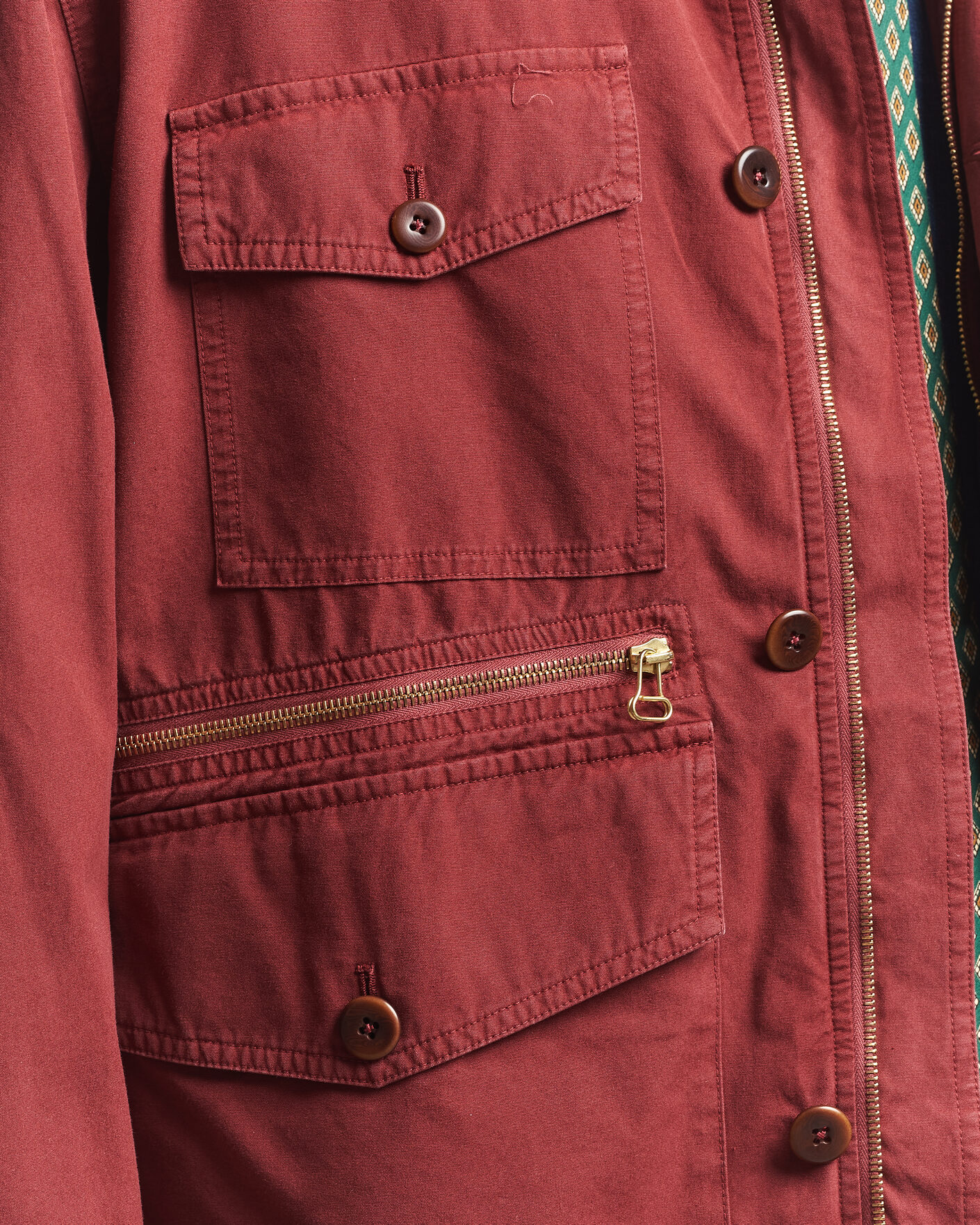 Mies | Takit | Drake's | Hiking Jacket Washed Red