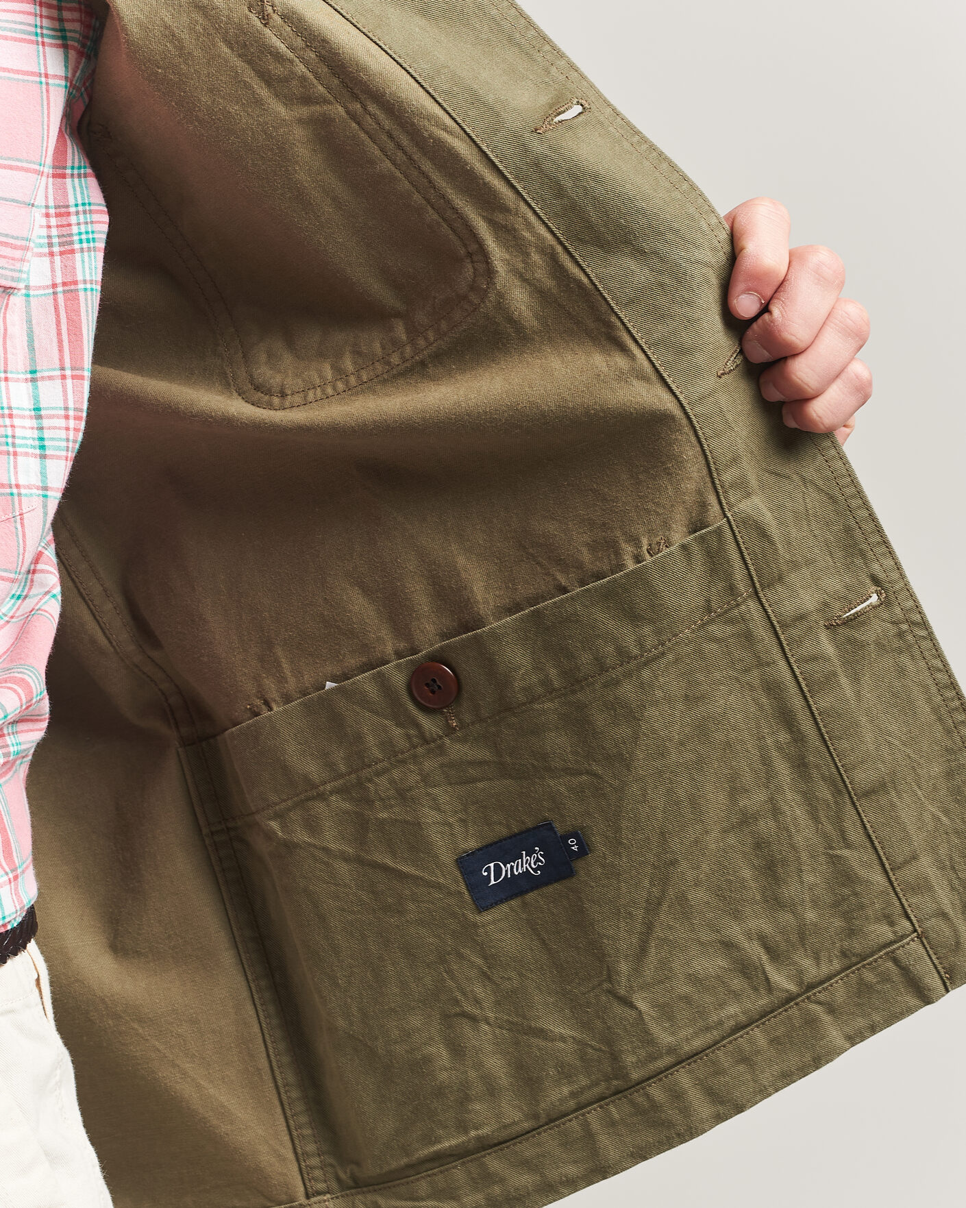 Mies | Takit | Drake's | Twill Fatigue Jacket Khaki