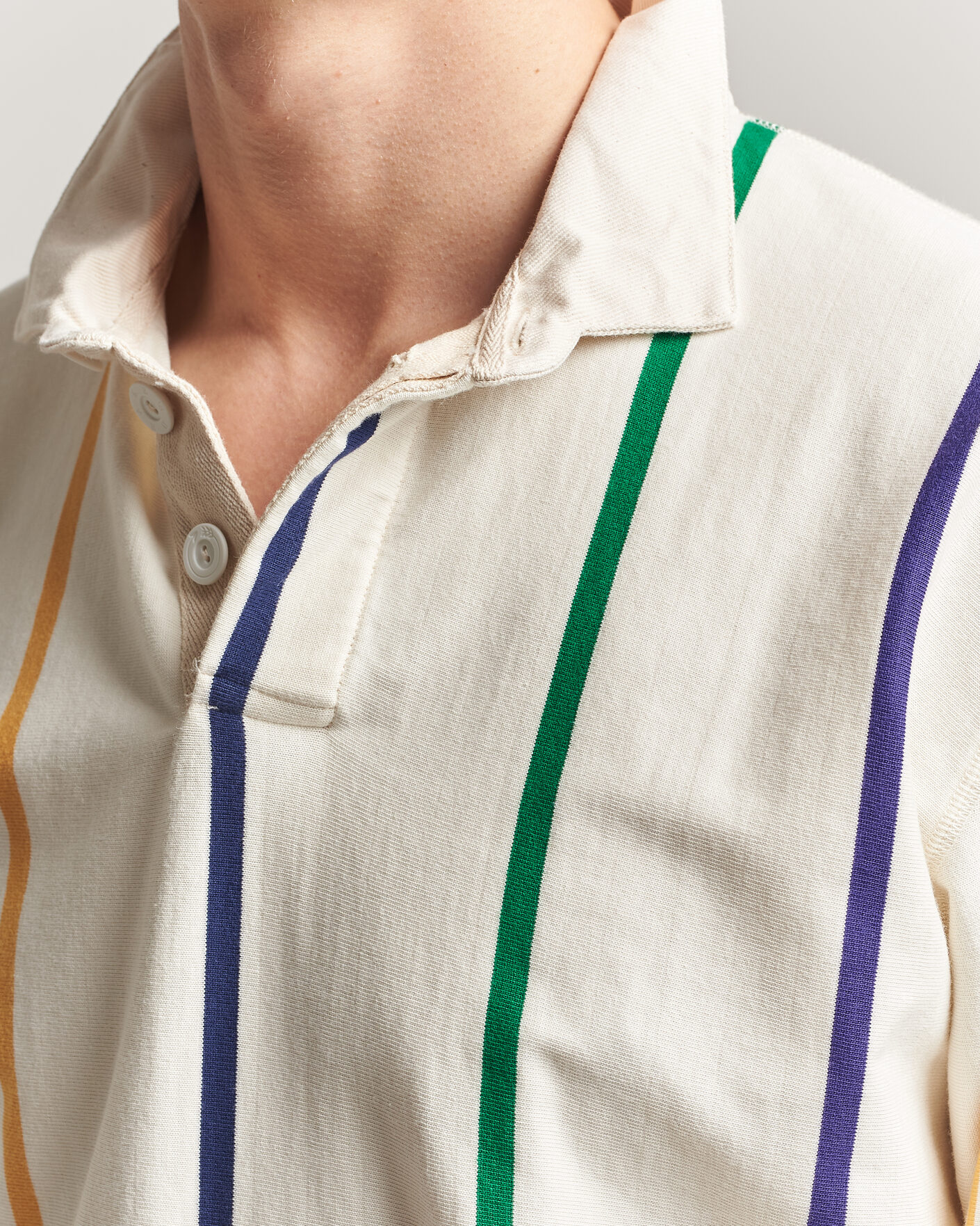 Mies | Puserot | Drake's | Colourful Vertical Stripe Rugby White