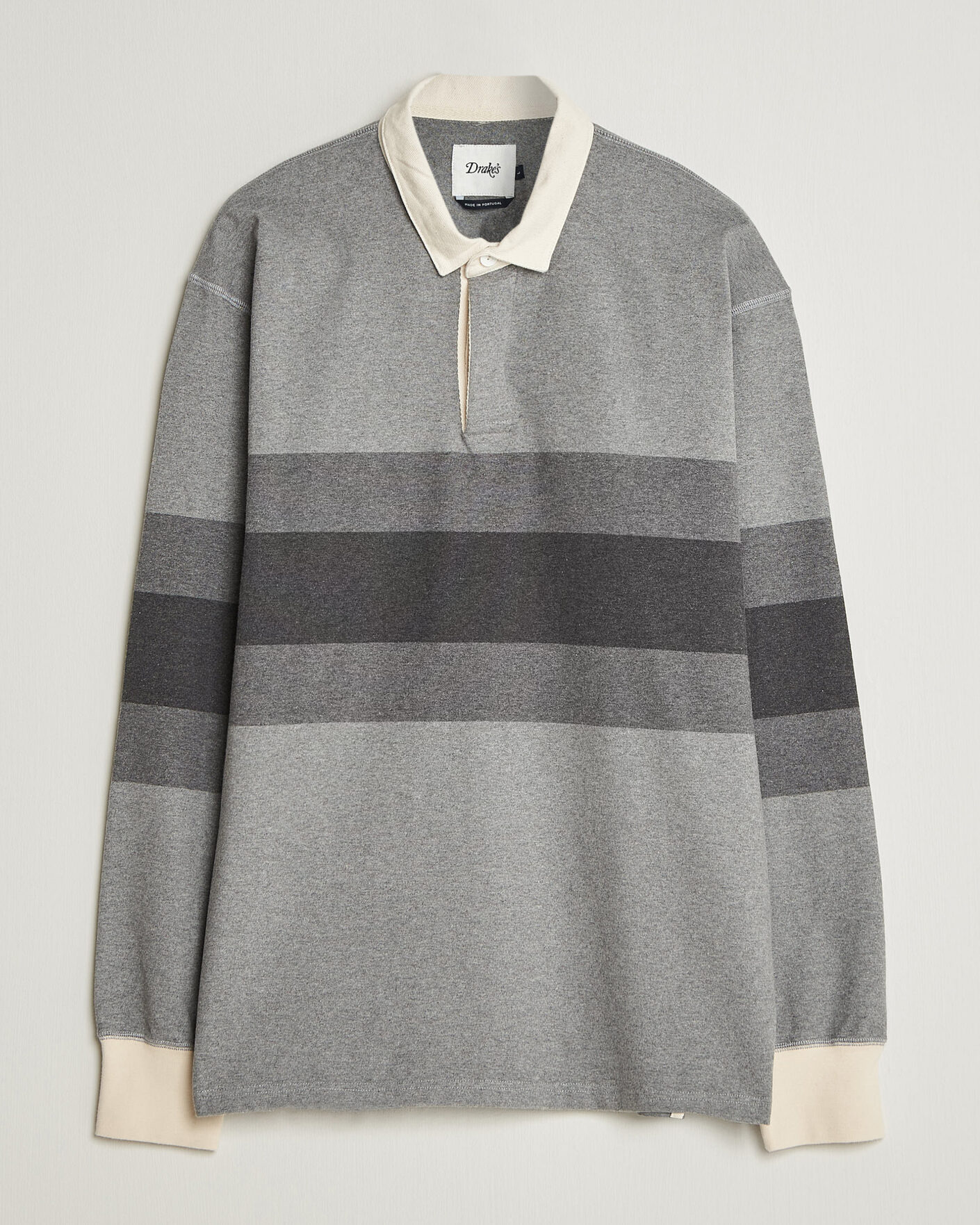 Mies | Puserot | Drake's | Melange Stripe Rugby Grey