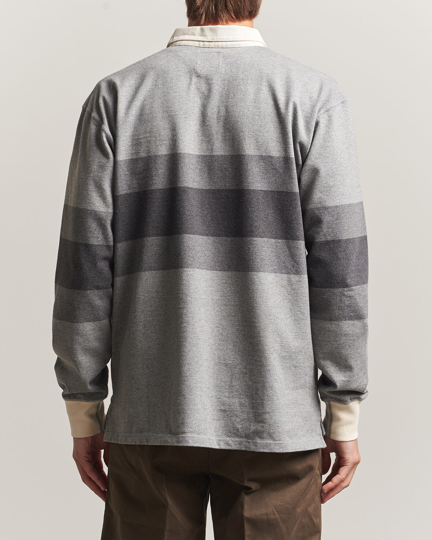 Mies | Puserot | Drake's | Melange Stripe Rugby Grey