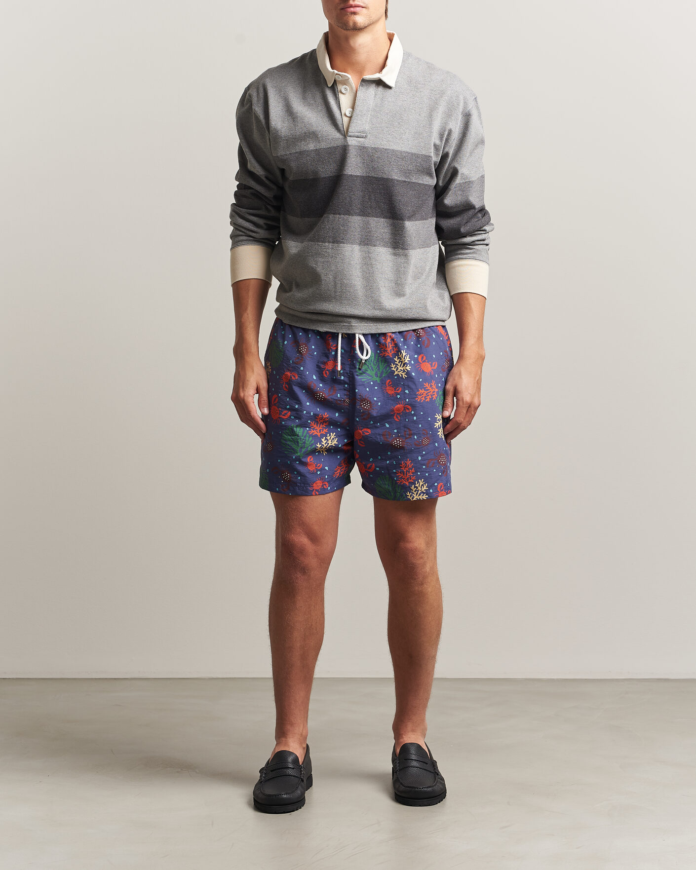 Mies | Uimahousut | Drake's | Crabs Drawstring Swimshorts Blue