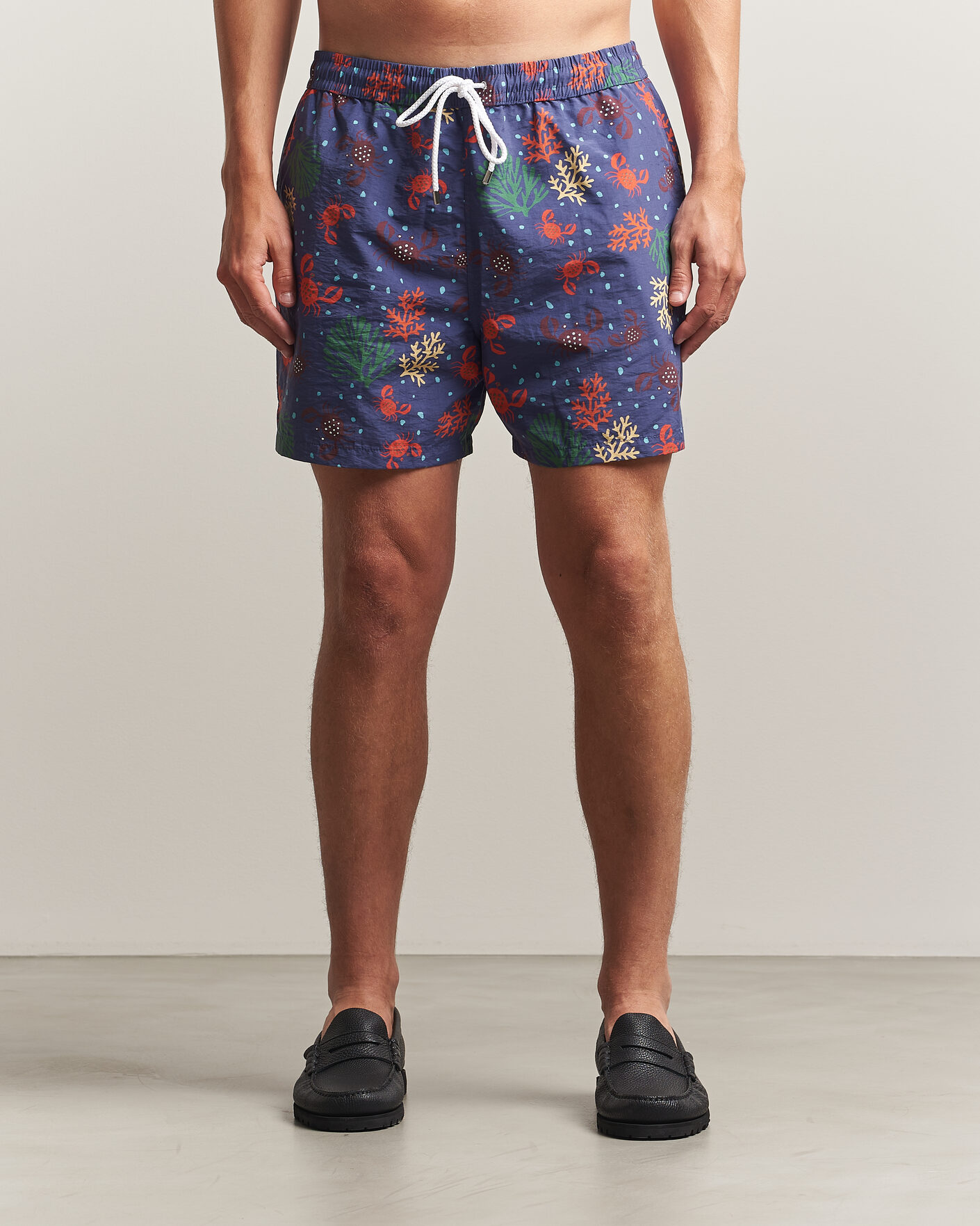 Mies | Uimahousut | Drake's | Crabs Drawstring Swimshorts Blue