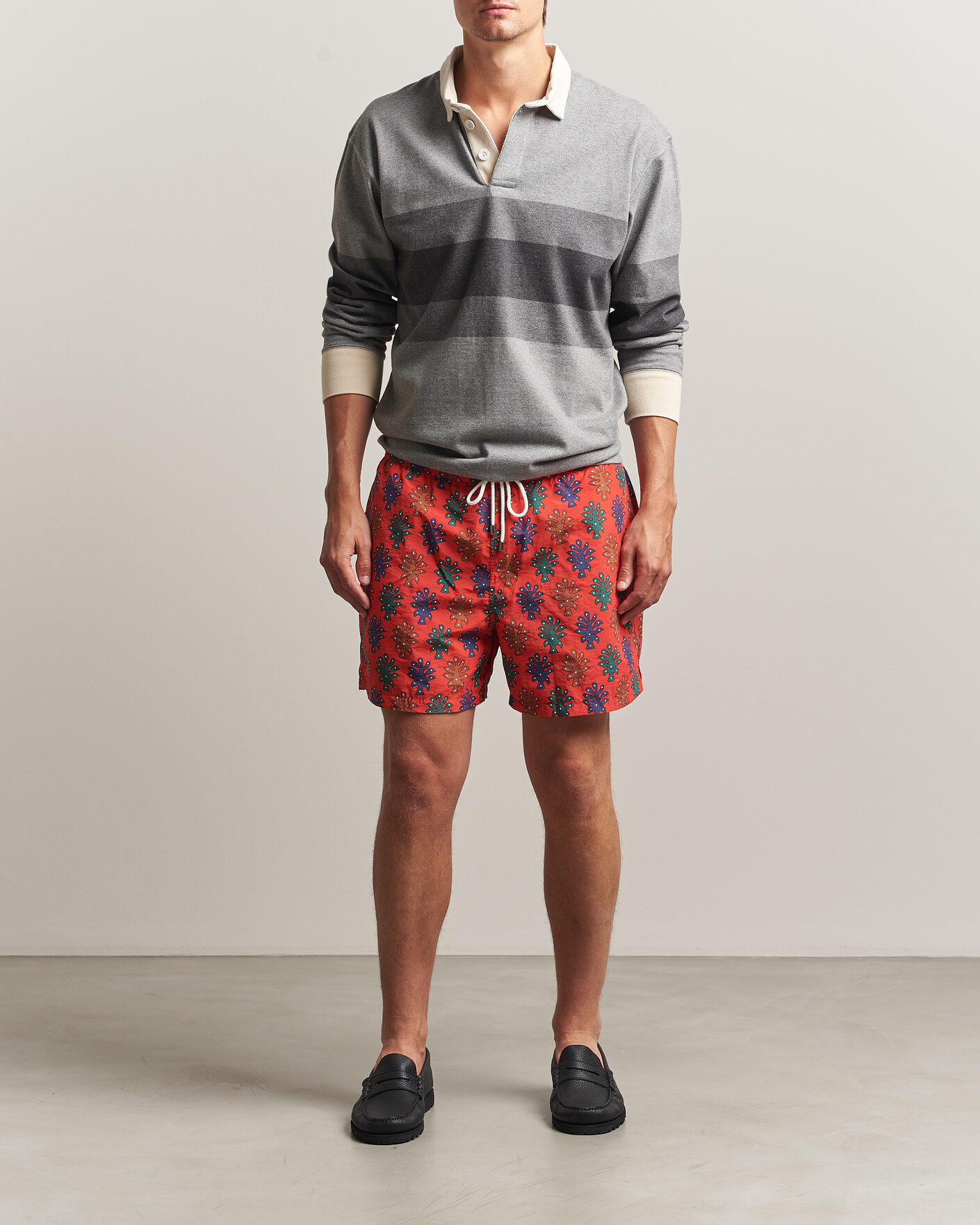 Mies | Uimahousut | Drake's | Trees Drawstring Swimshorts Tomato