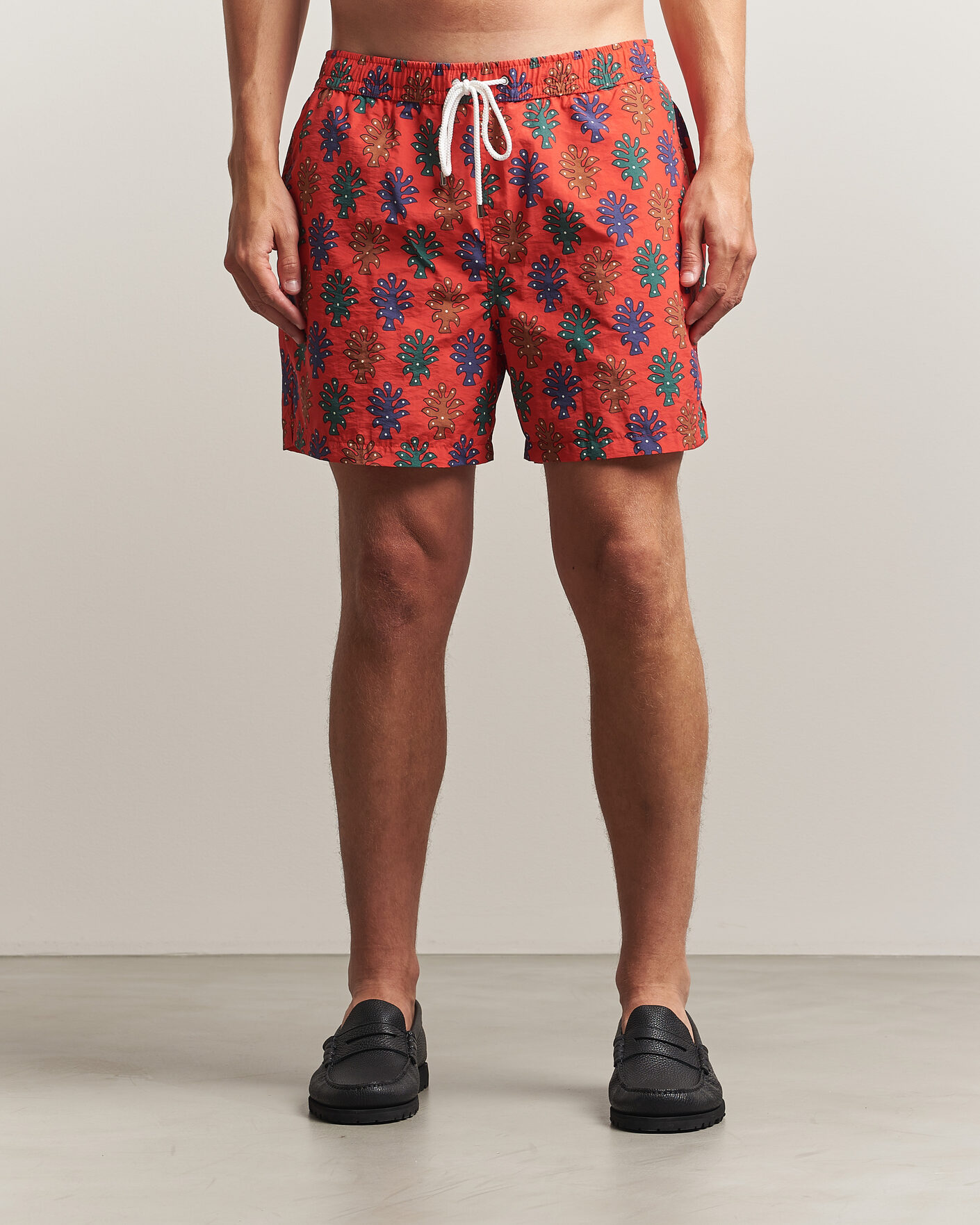 Mies | Uimahousut | Drake's | Trees Drawstring Swimshorts Tomato