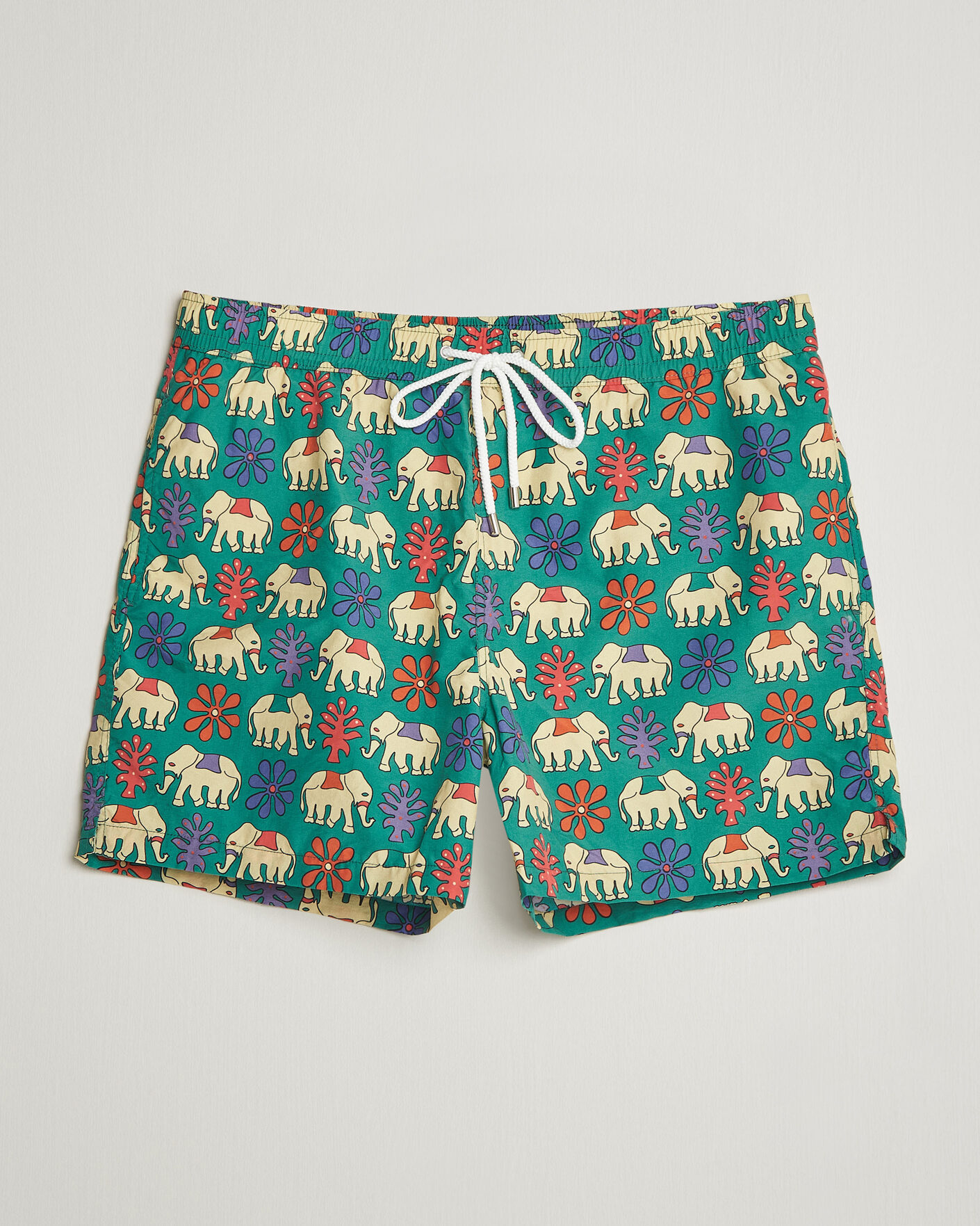 Mies | Uimahousut | Drake's | Elephants Drawstring Swimshorts Green