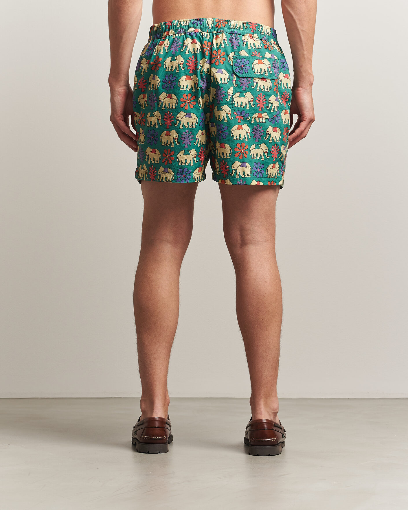 Mies | Uimahousut | Drake's | Elephants Drawstring Swimshorts Green
