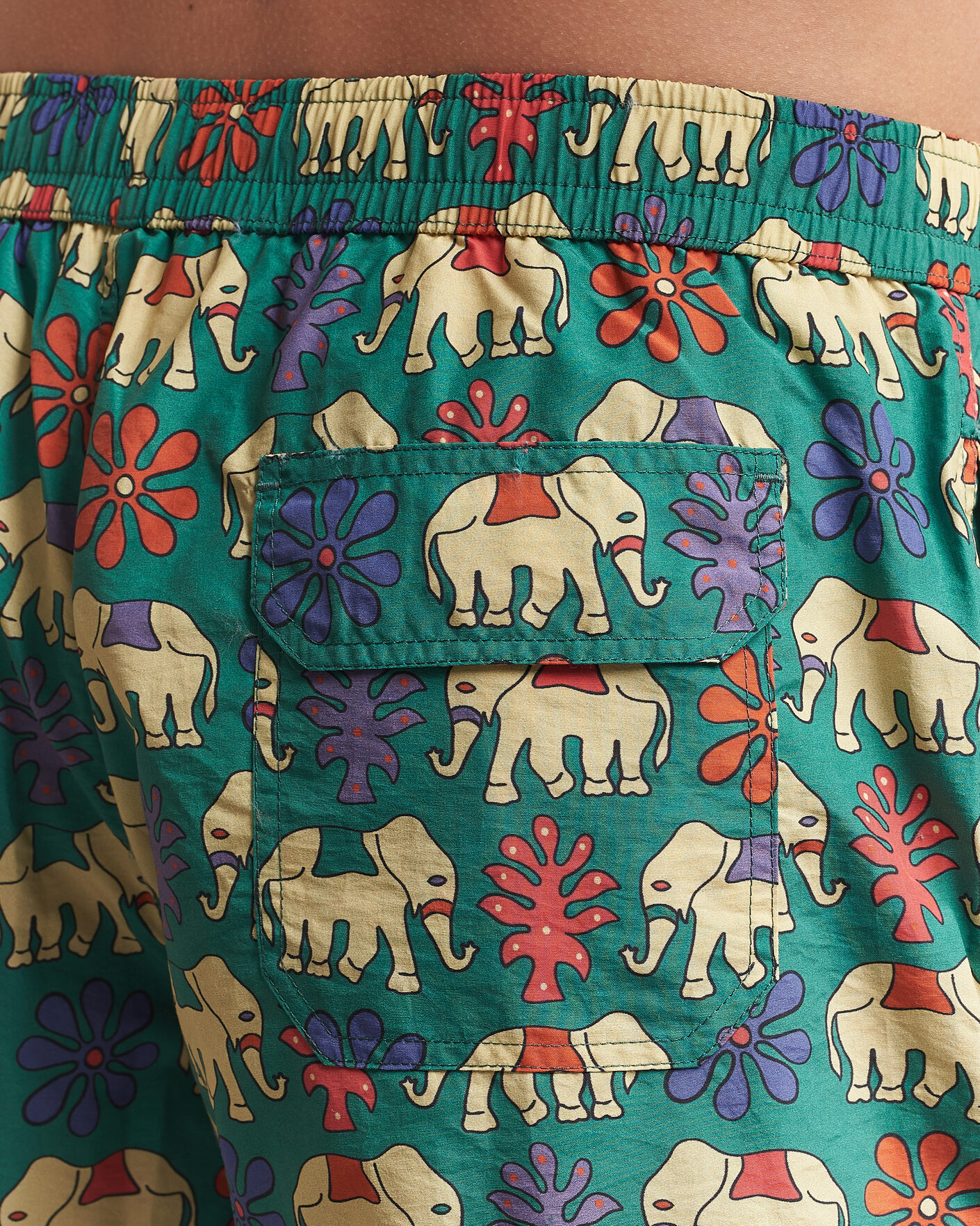 Mies | Uimahousut | Drake's | Elephants Drawstring Swimshorts Green
