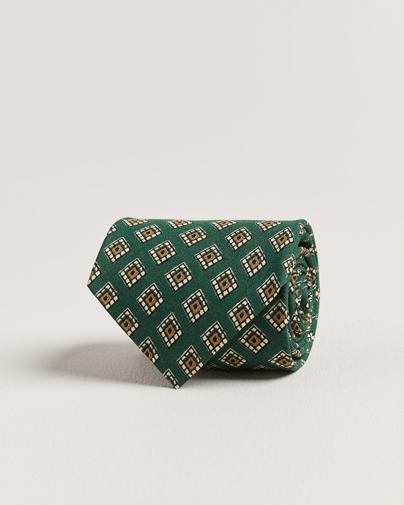 Mies | Solmiot | Drake's | Tile Medallion Habotai Silk Tie Green