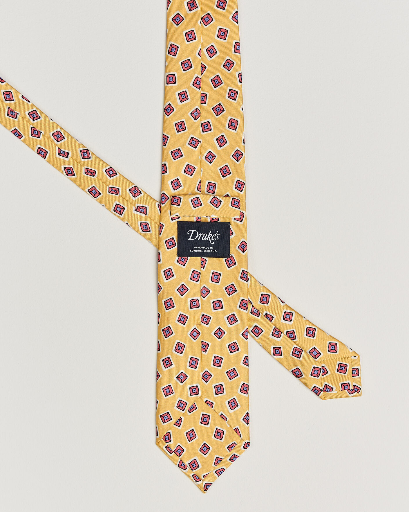 Mies | Solmiot | Drake's | Square Diamond Heavy Twill Silk Tie Gold