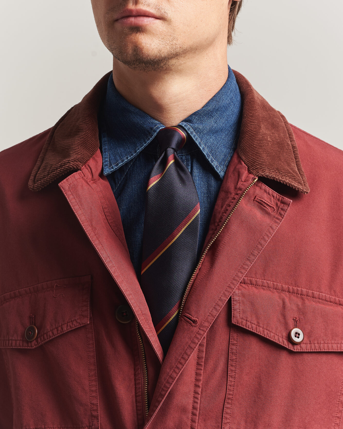 Mies | Solmiot | Drake's | Regimental Stripe Reppe Tie Navy