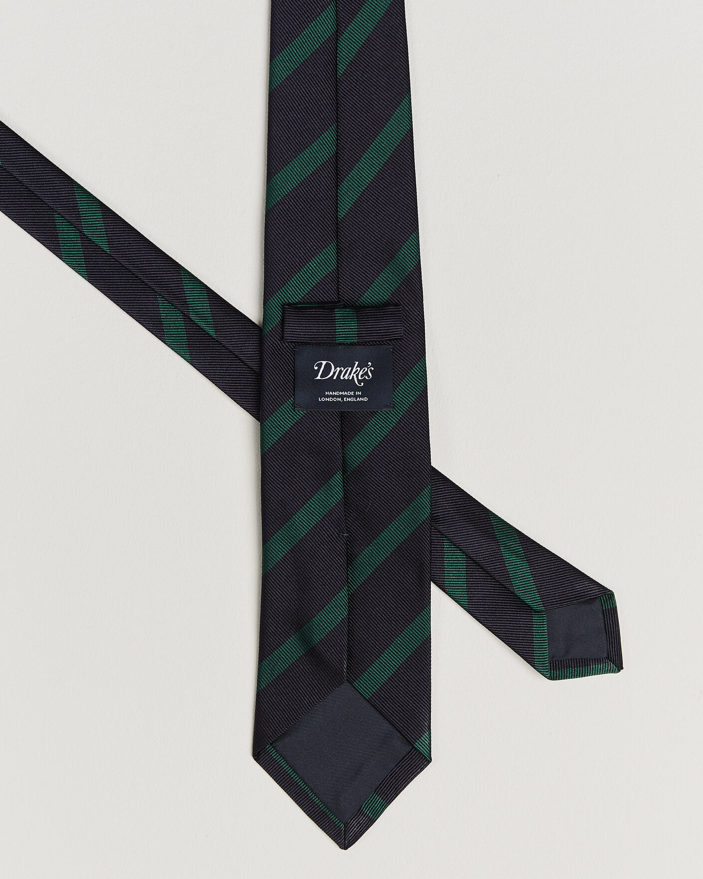 Mies | Solmiot | Drake's | Bar Stripe Reppe Silk Tie Navy/Green