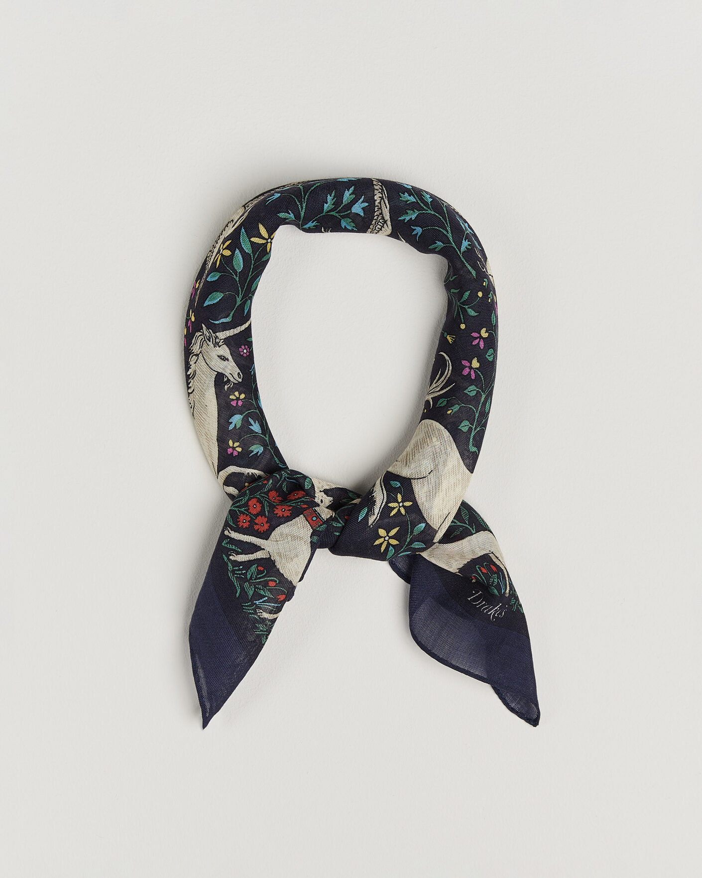 Mies | Huivit | Drake's | Unicorn Print Wool/Silk Bandana Navy