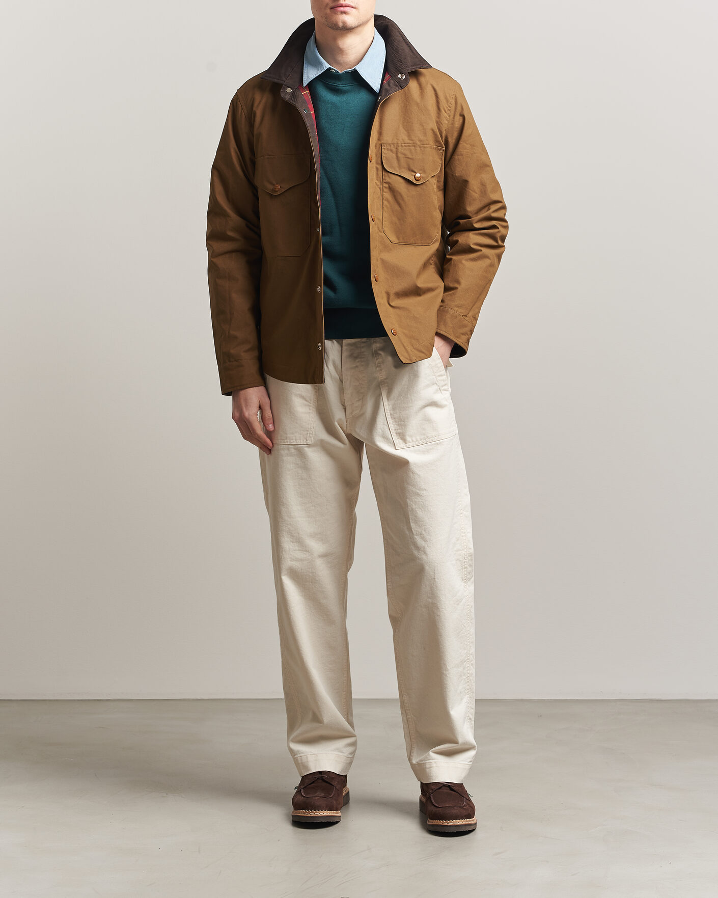 Mies | Takit | Manifattura Ceccarelli | Dry Wax Heavy Shirt Jacket Dark Tan