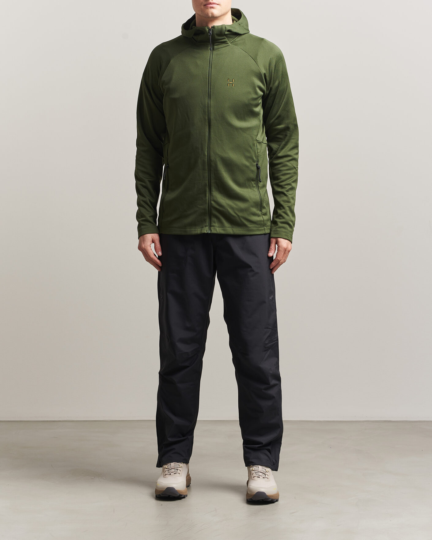 Mies | Puserot | Haglöfs | Korp Mid Fleece Hood Seaweed Green