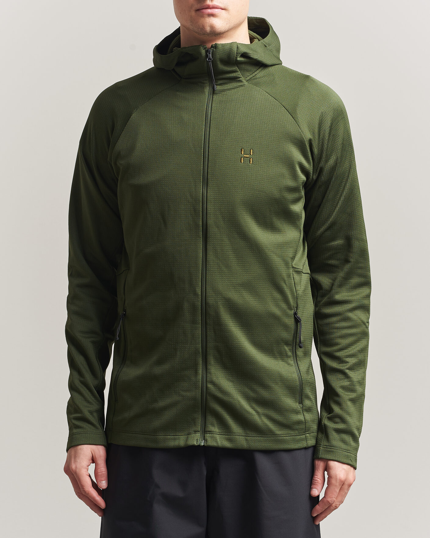 Mies | Puserot | Haglöfs | Korp Mid Fleece Hood Seaweed Green