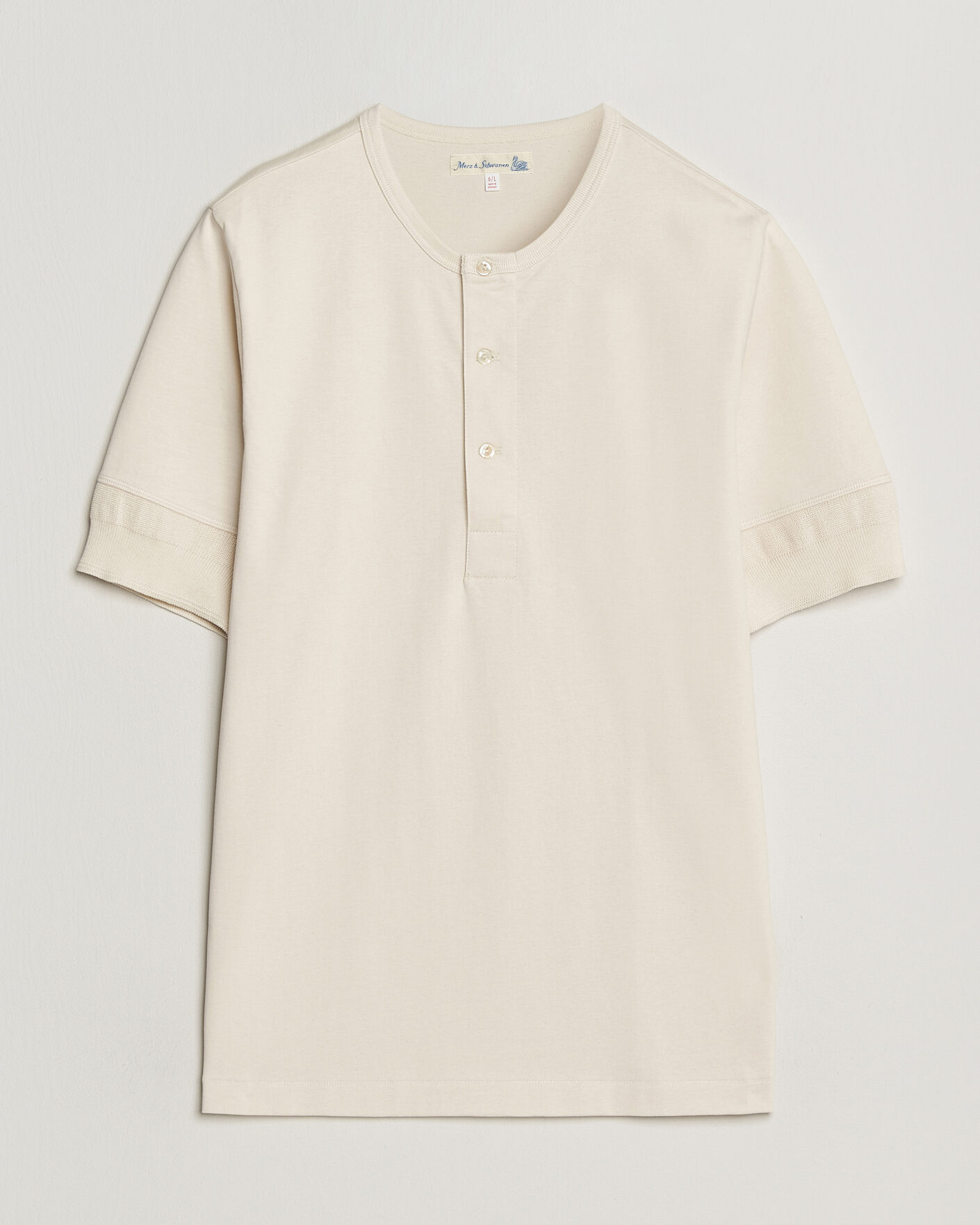 Mies | T-paidat | Merz b. Schwanen | Classic Organic Cotton Short Sleeve Henley Nature