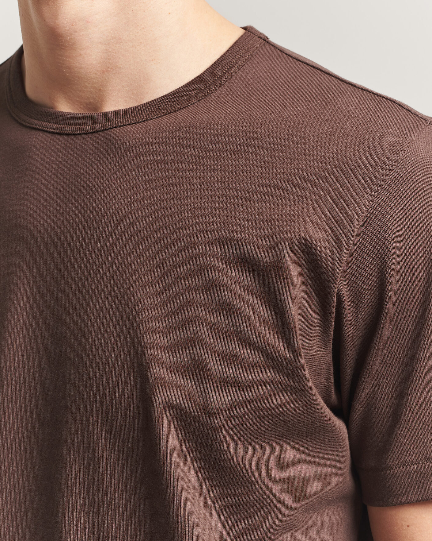 Mies | T-paidat | Merz b. Schwanen | Classic Fit Sturdy Loopwheeled T-Shirt Chocolate