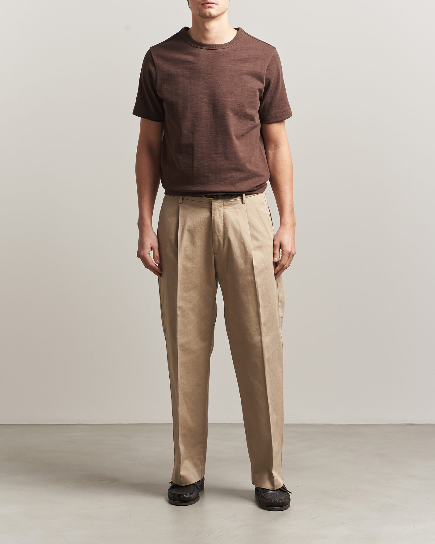 Mies | T-paidat | Merz b. Schwanen | Relaxed Fit Loopwheeled Heavy T-Shirt Chocolate