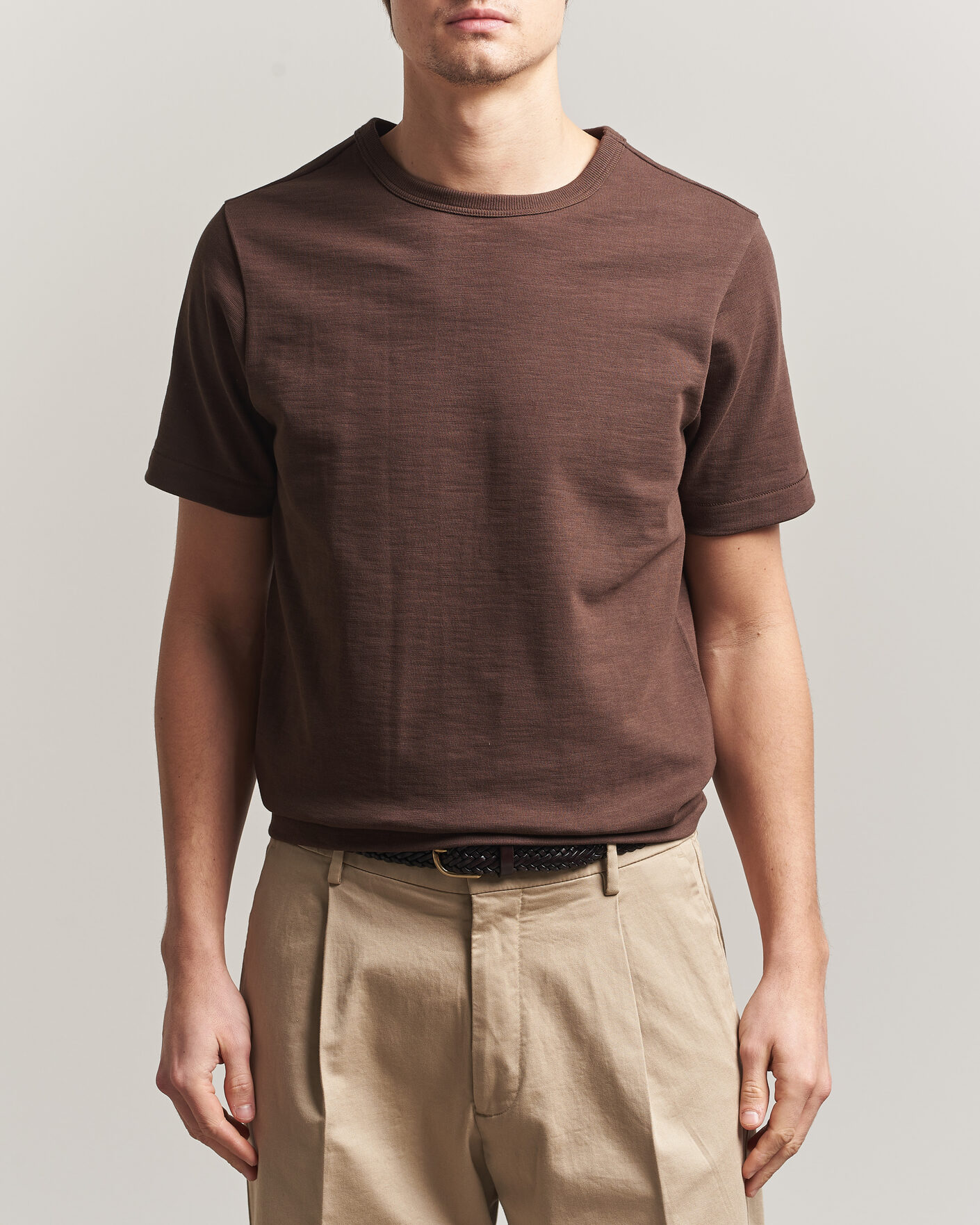 Mies | T-paidat | Merz b. Schwanen | Relaxed Fit Loopwheeled Heavy T-Shirt Chocolate