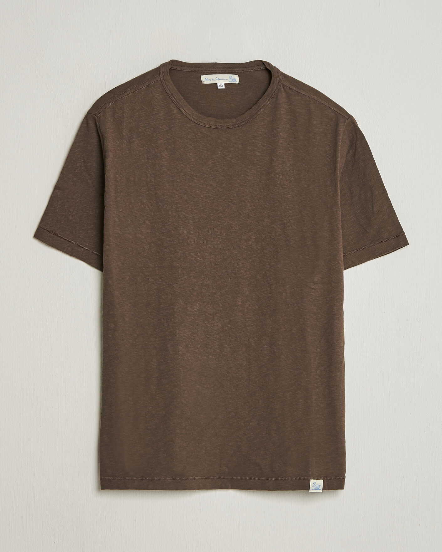 Mies | T-paidat | Merz b. Schwanen | Organic Pima Cotton Slub Crew Neck T-Shirt Chocolate