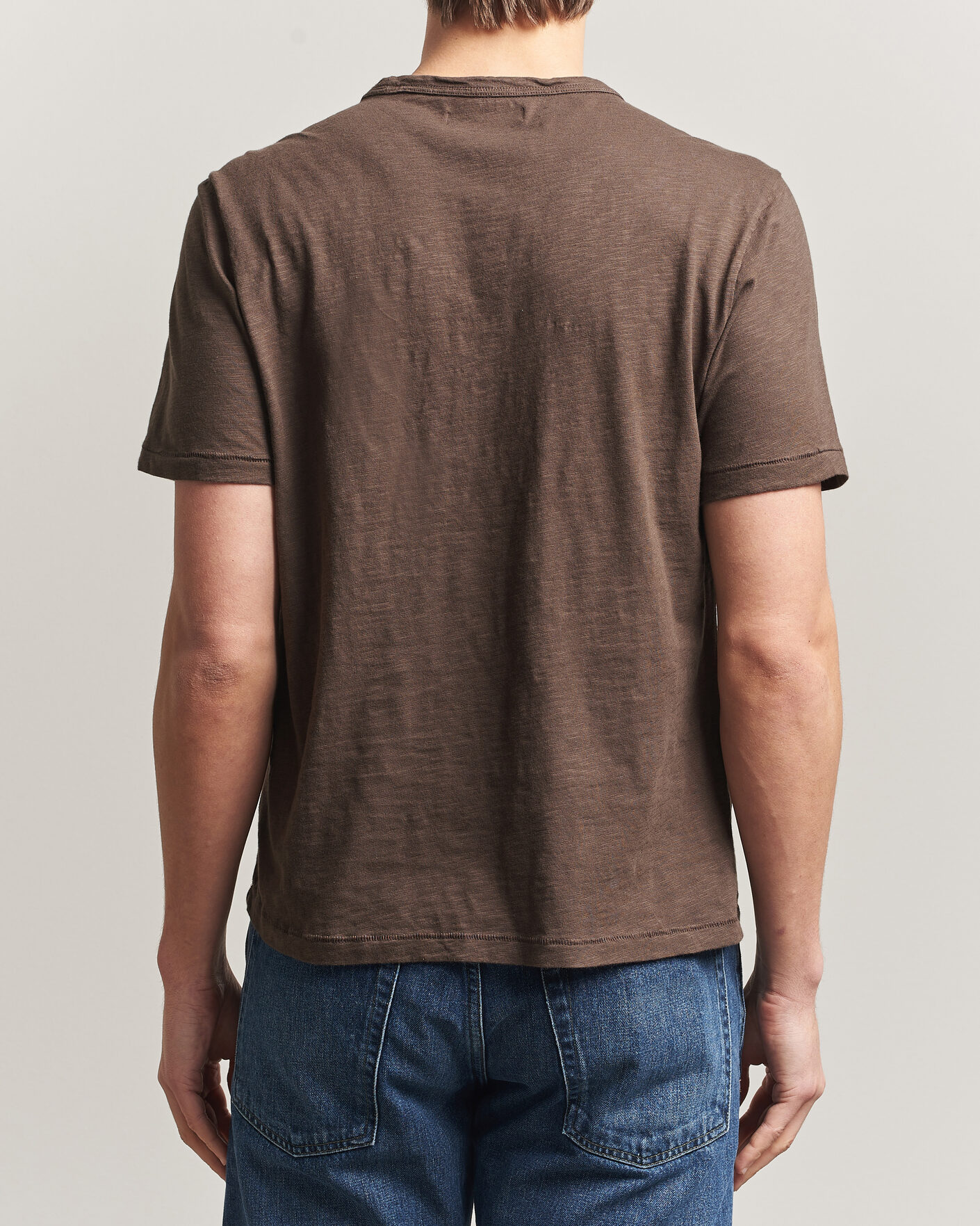 Mies | T-paidat | Merz b. Schwanen | Organic Pima Cotton Slub Crew Neck T-Shirt Chocolate
