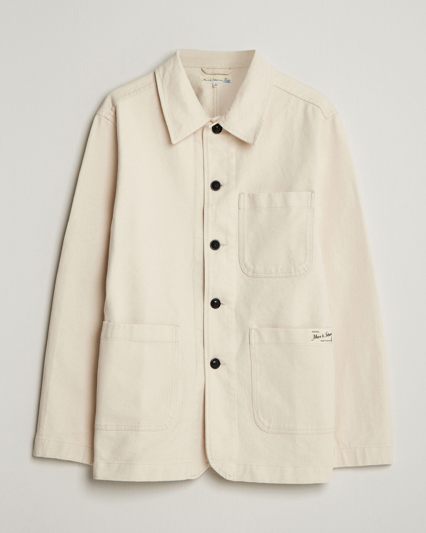 Mies | Kauluspaidat | Merz b. Schwanen | Worker Cotton Twill Overshirt Nature