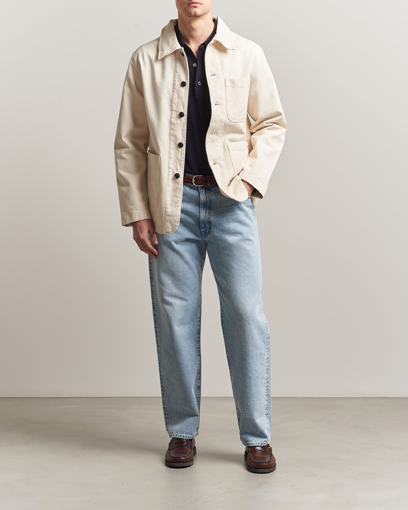 Mies | Kauluspaidat | Merz b. Schwanen | Worker Cotton Twill Overshirt Nature