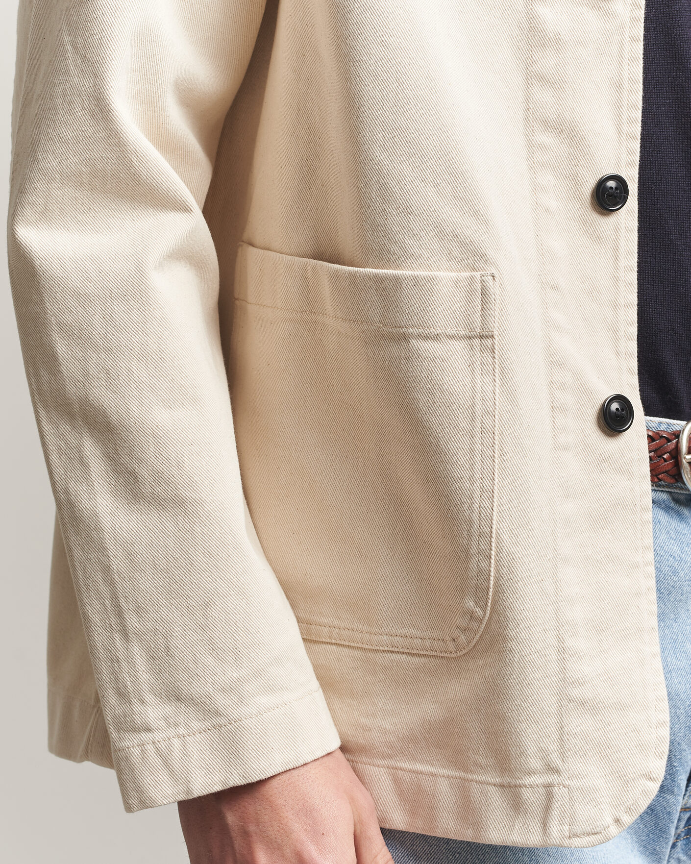 Mies | Kauluspaidat | Merz b. Schwanen | Worker Cotton Twill Overshirt Nature