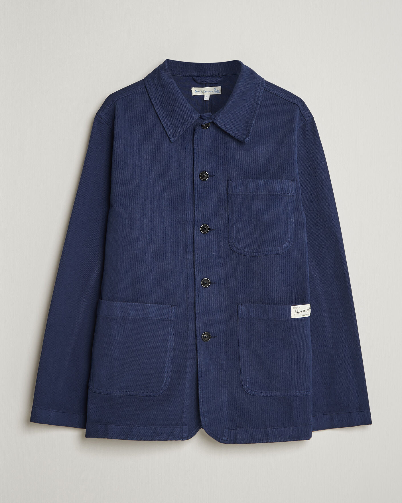 Mies | Kauluspaidat | Merz b. Schwanen | Worker Cotton Twill Overshirt Ink Blue