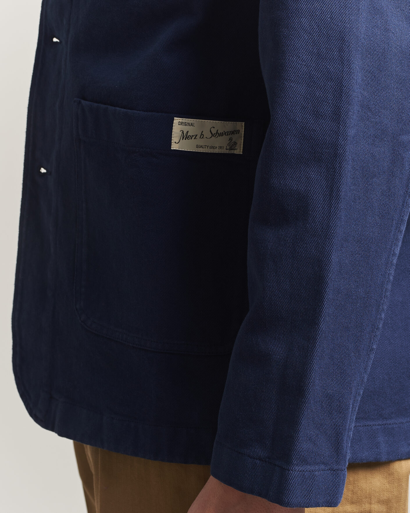 Mies | Kauluspaidat | Merz b. Schwanen | Worker Cotton Twill Overshirt Ink Blue