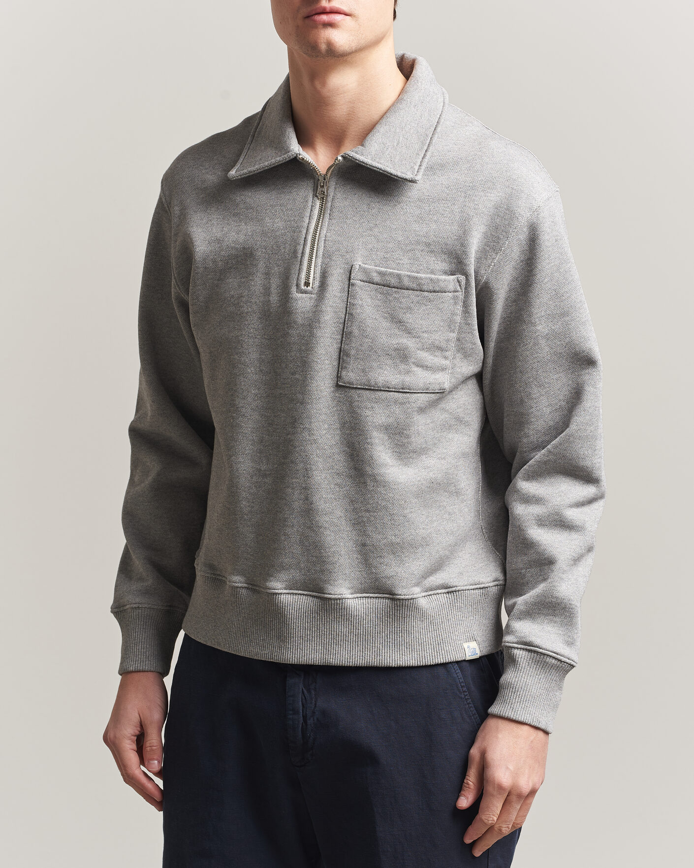 Mies | Puserot | Merz b. Schwanen | Classic Fit Authentic Fleece Half Zip Grey Melange
