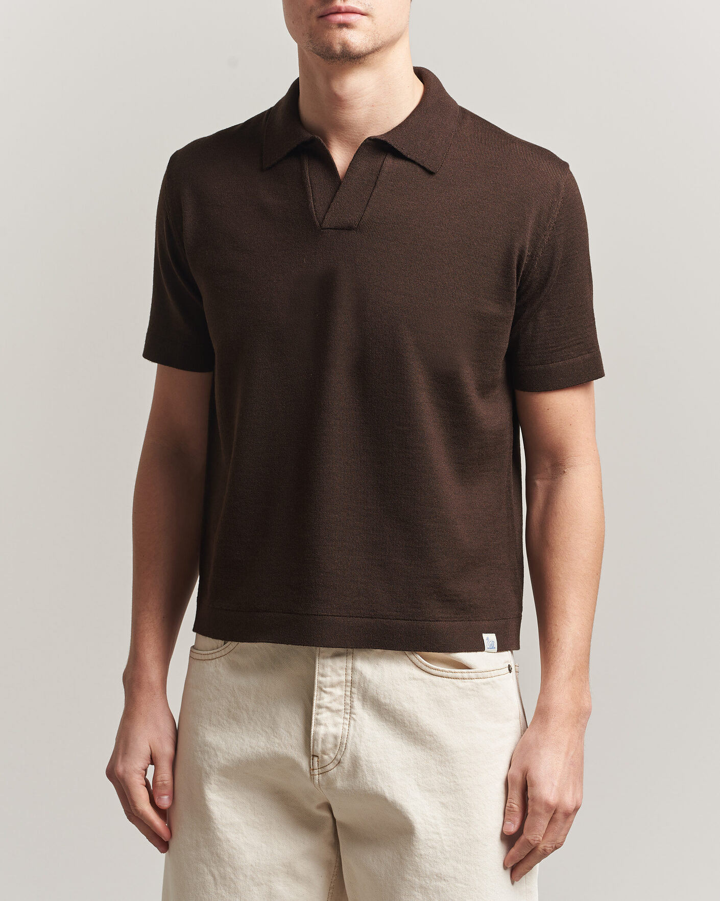 Mies | Pikeet | Merz b. Schwanen | Relaxed Fit Merino Knitted Polo Coffee