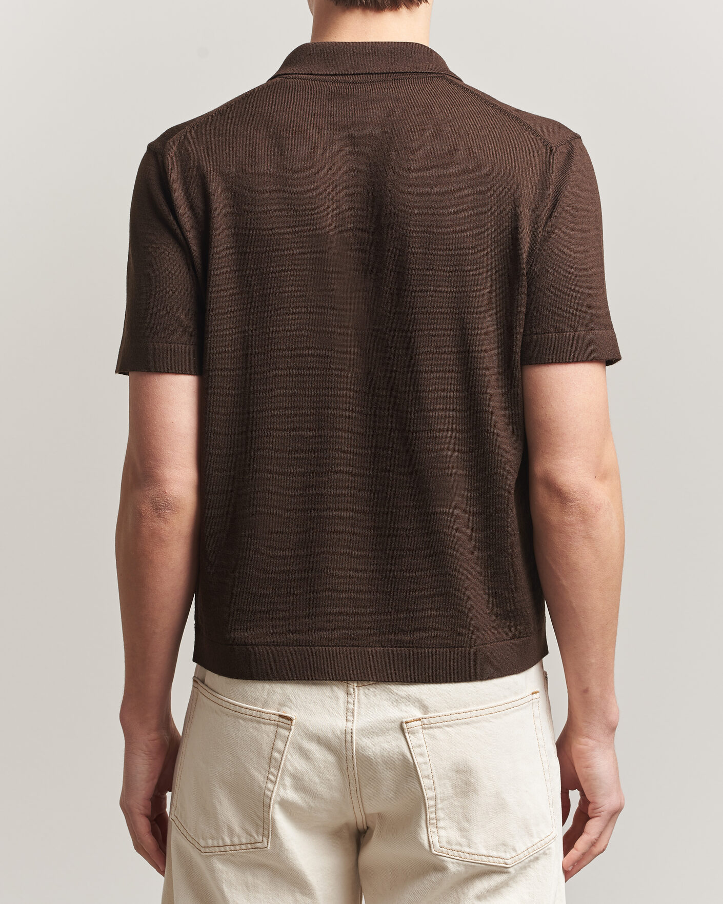 Mies | Pikeet | Merz b. Schwanen | Relaxed Fit Merino Knitted Polo Coffee