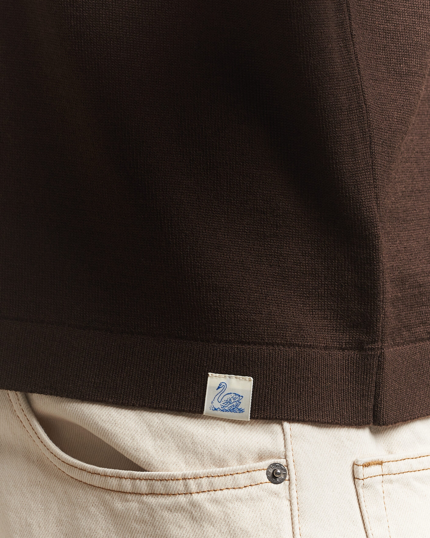 Mies | Pikeet | Merz b. Schwanen | Relaxed Fit Merino Knitted Polo Coffee