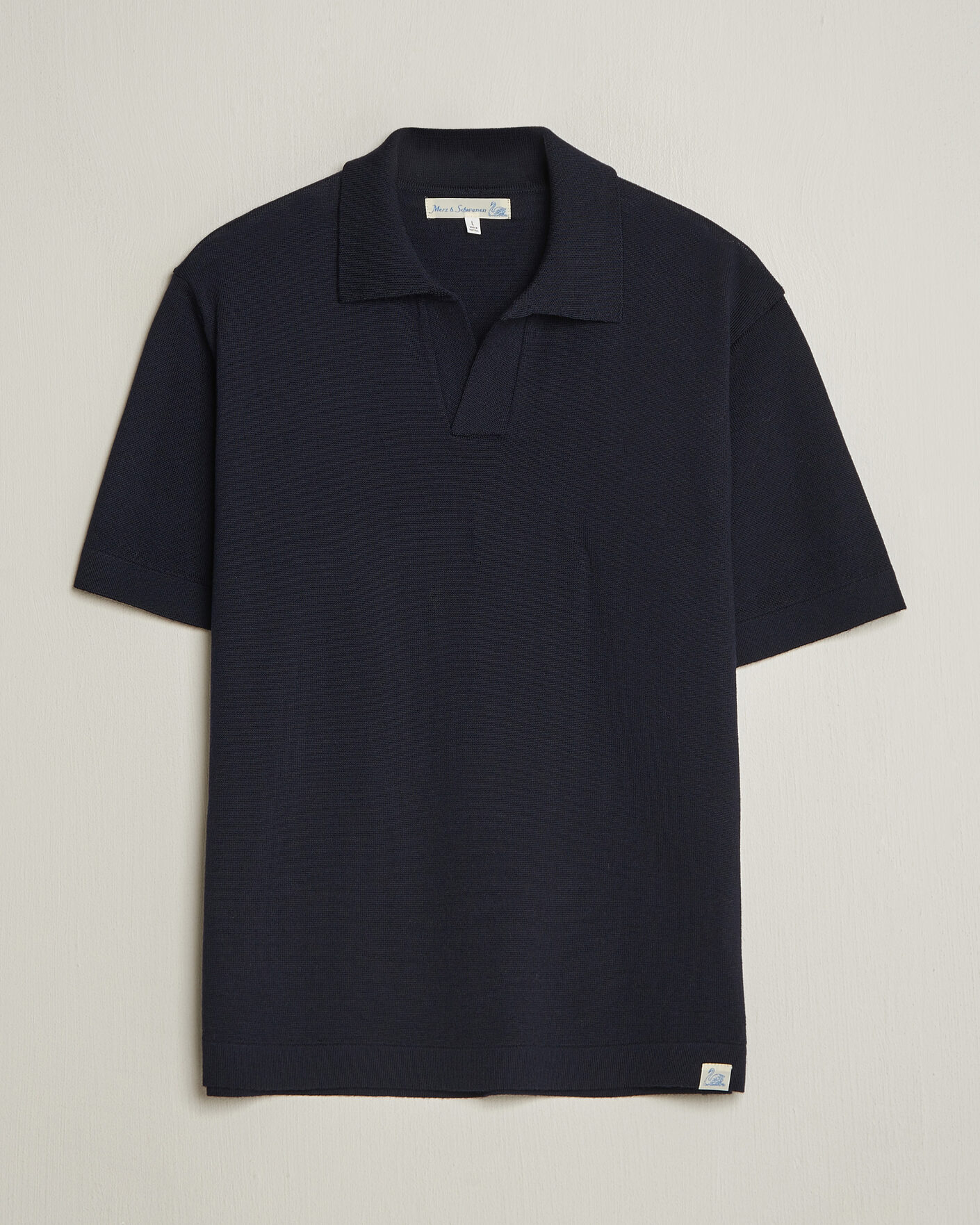 Mies | Pikeet | Merz b. Schwanen | Relaxed Fit Merino Knitted Polo Dark Navy