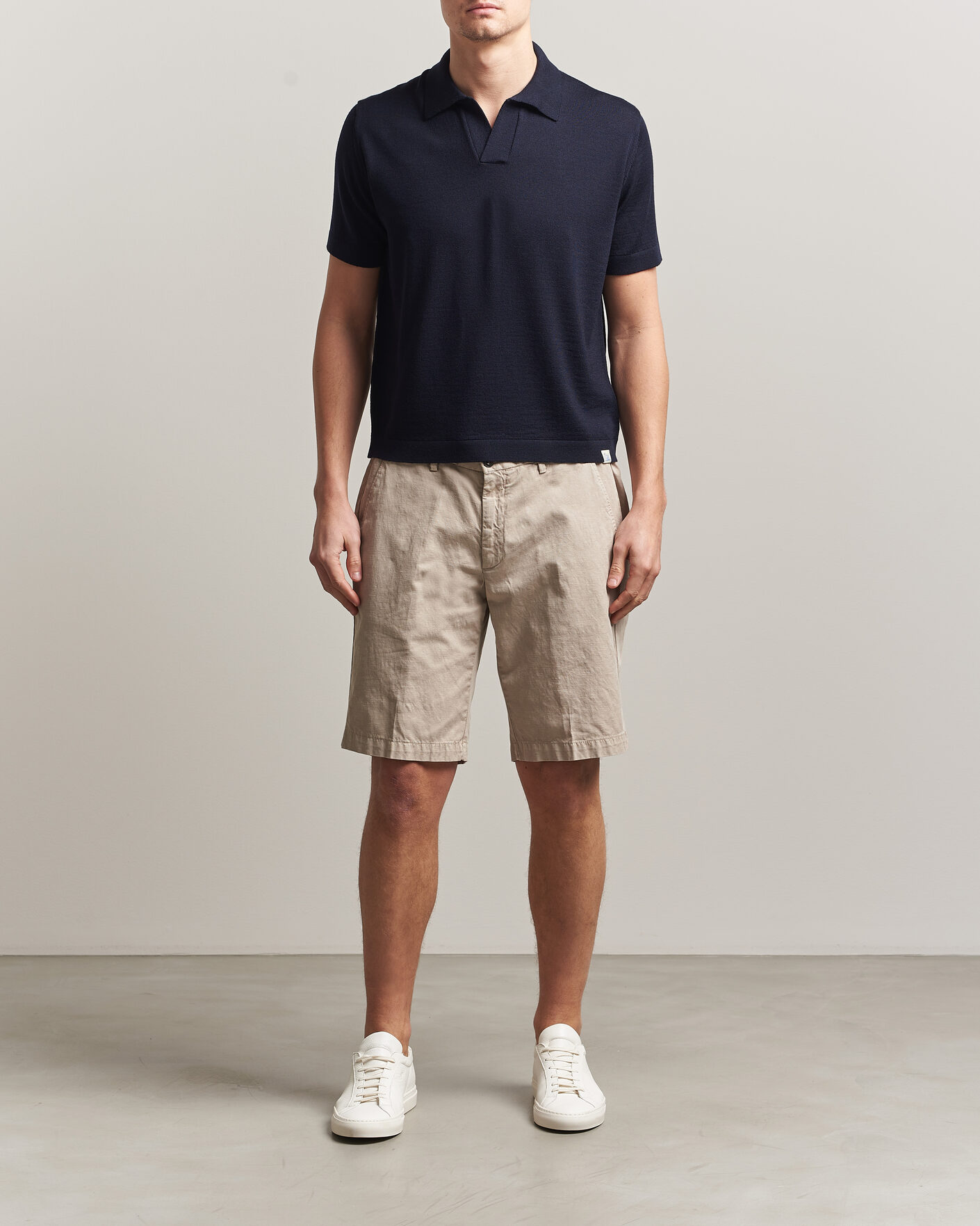 Mies | Pikeet | Merz b. Schwanen | Relaxed Fit Merino Knitted Polo Dark Navy