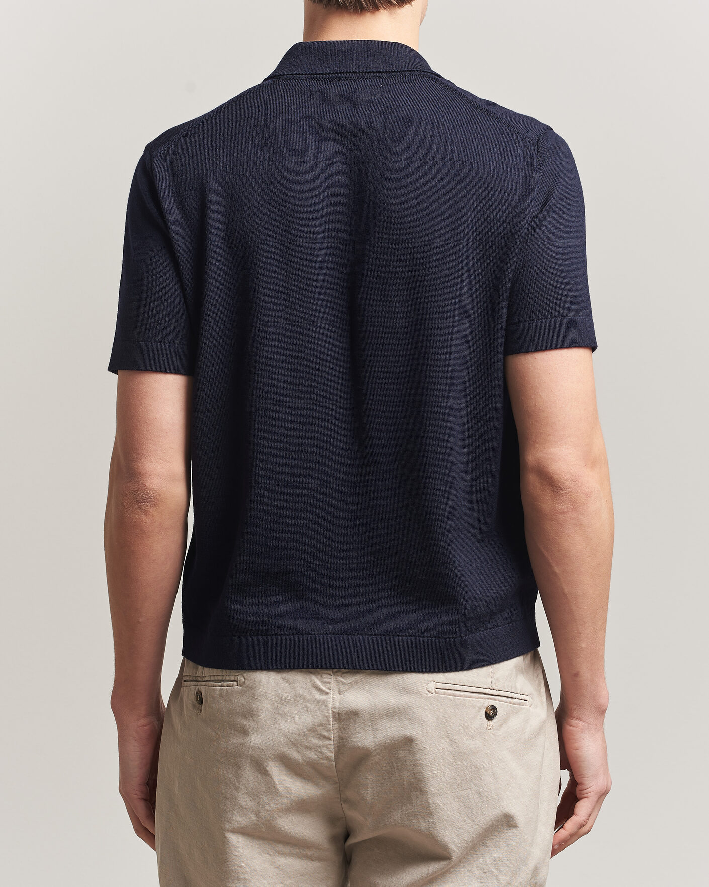Mies | Pikeet | Merz b. Schwanen | Relaxed Fit Merino Knitted Polo Dark Navy