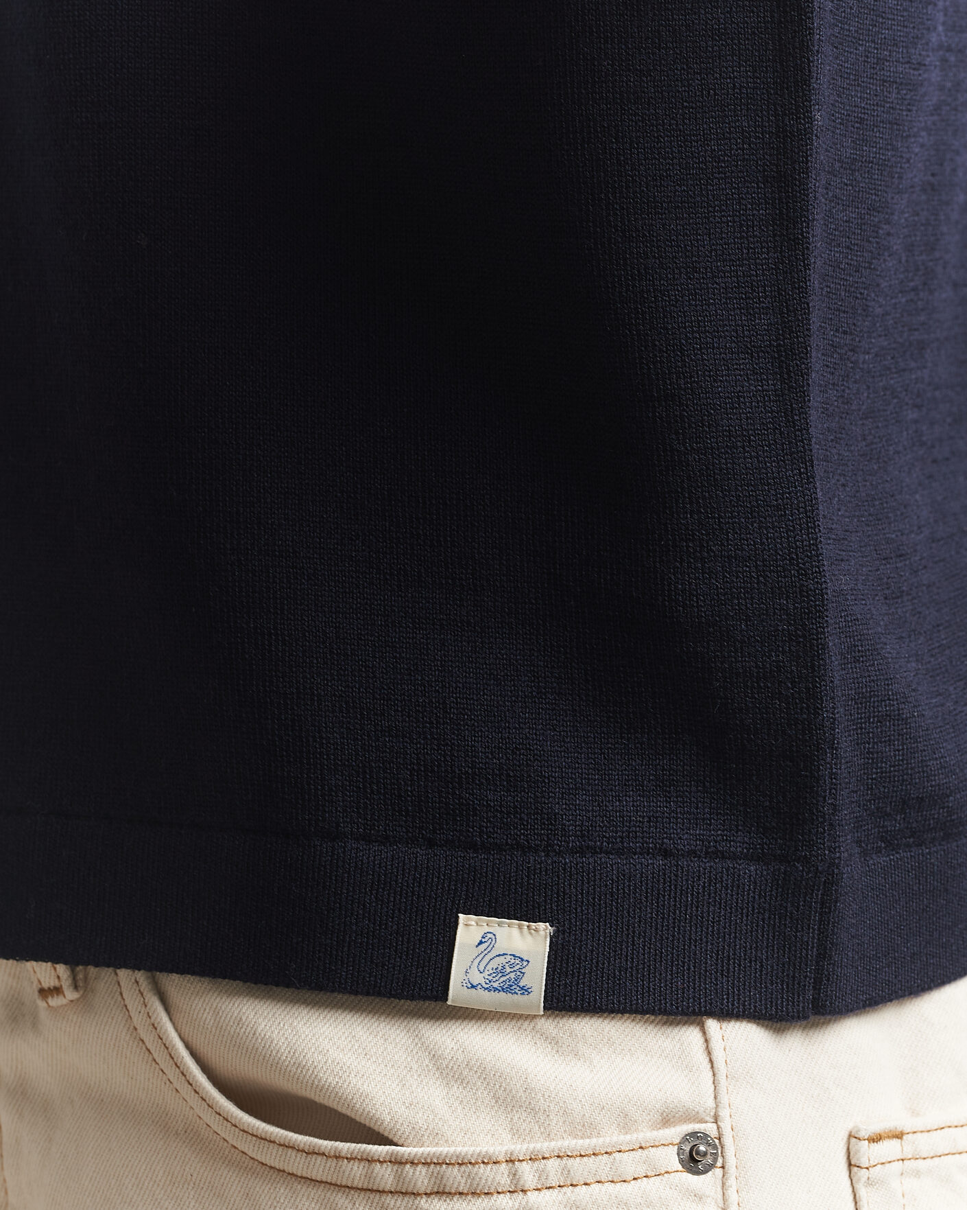 Mies | T-paidat | Merz b. Schwanen | Relaxed Fit Merino Knitted T-Shirt Dark Navy