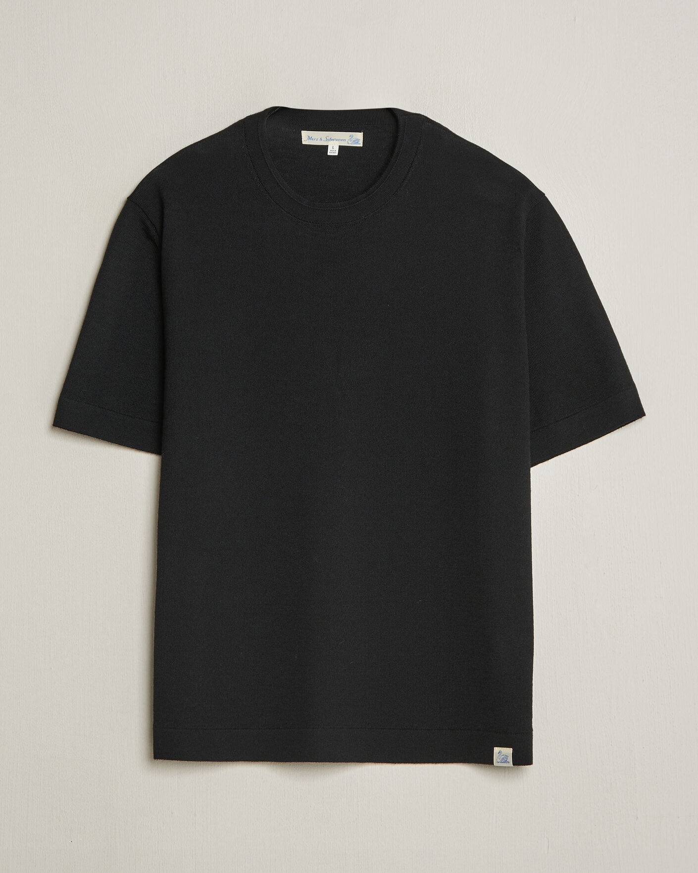 Mies | T-paidat | Merz b. Schwanen | Relaxed Fit Merino Knitted T-Shirt Black