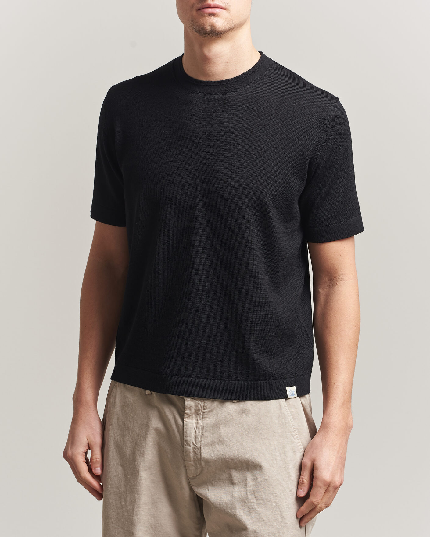 Mies | T-paidat | Merz b. Schwanen | Relaxed Fit Merino Knitted T-Shirt Black