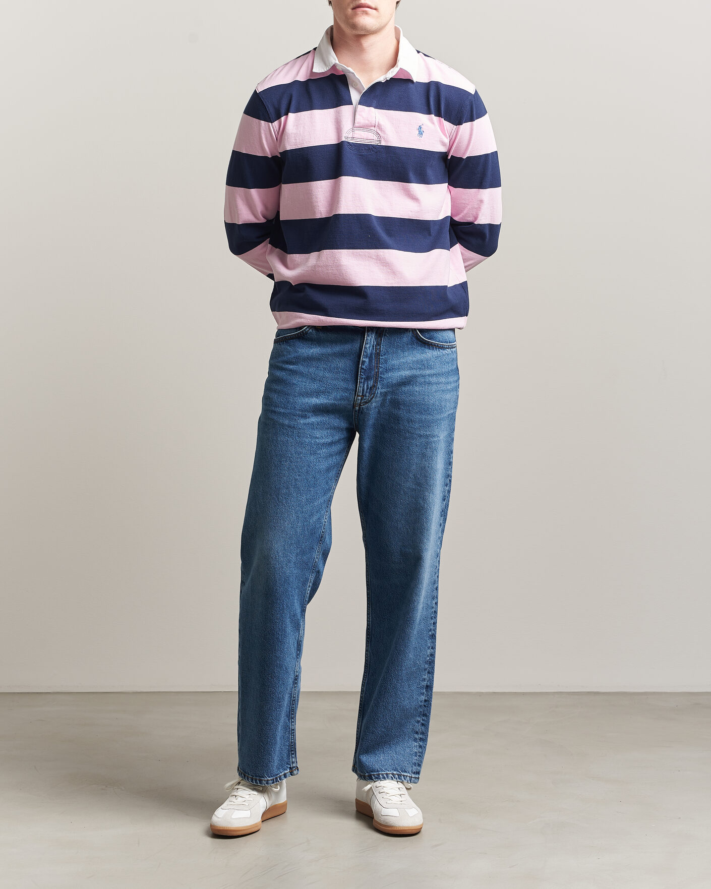 Mies | Puserot | Polo Ralph Lauren | Jersey Striped Rugger Carmel Pink/Newport Navy