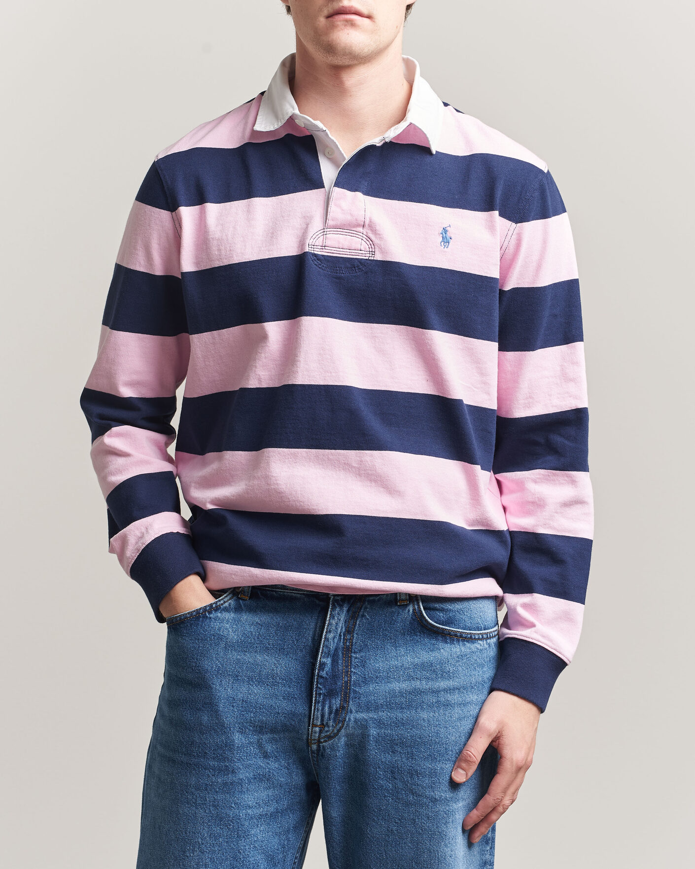 Mies | Puserot | Polo Ralph Lauren | Jersey Striped Rugger Carmel Pink/Newport Navy