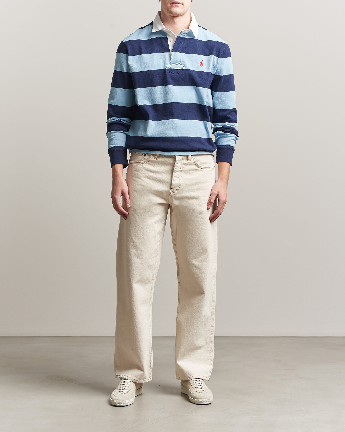 Mies | Puserot | Polo Ralph Lauren | Jersey Striped Rugger Powder Blue/Newport Navy