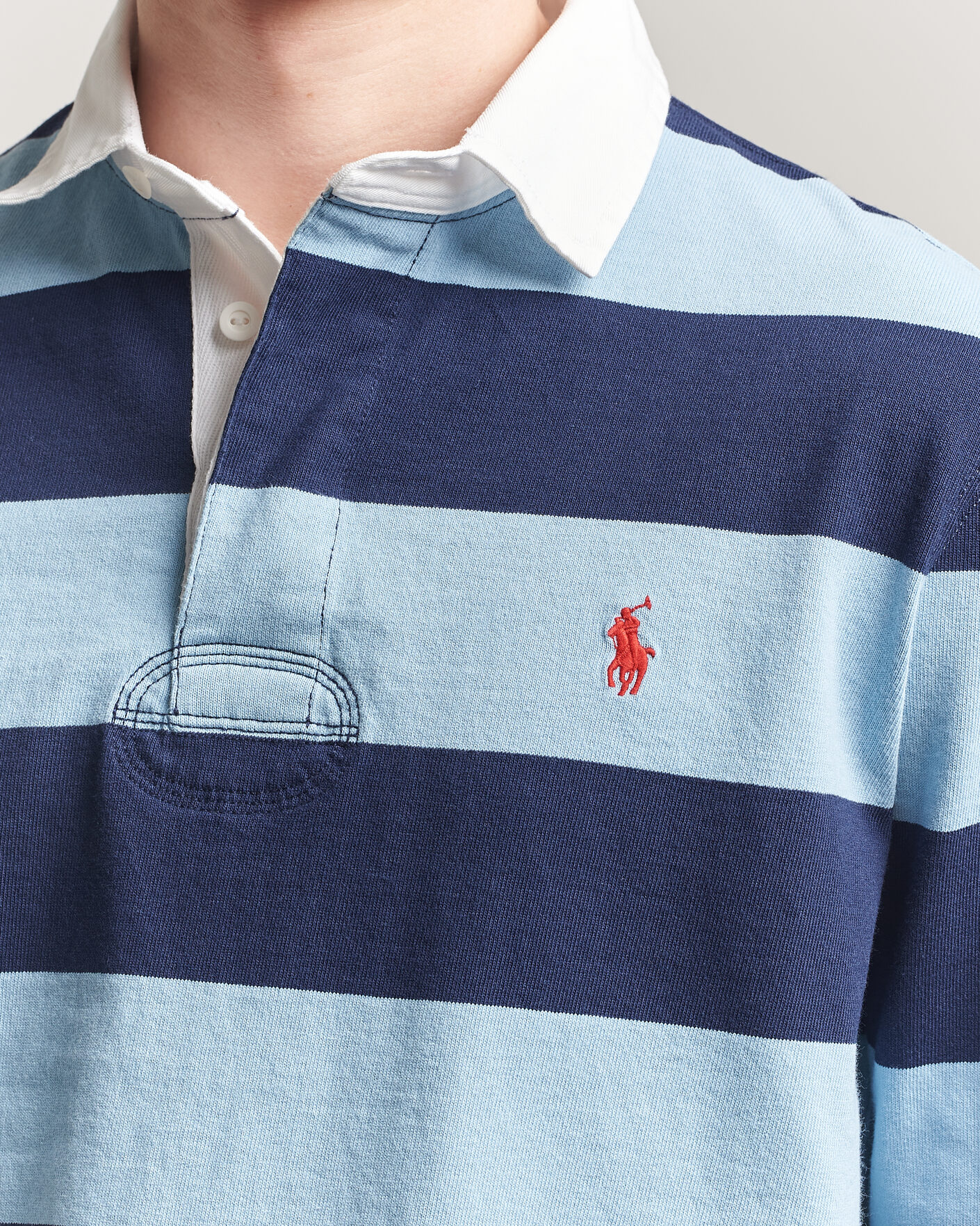 Mies | Puserot | Polo Ralph Lauren | Jersey Striped Rugger Powder Blue/Newport Navy