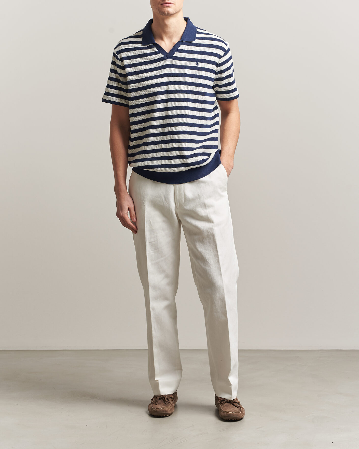 Mies | Pikeet | Polo Ralph Lauren | Cotton Texture Striped Polo Newport Navy/Cream