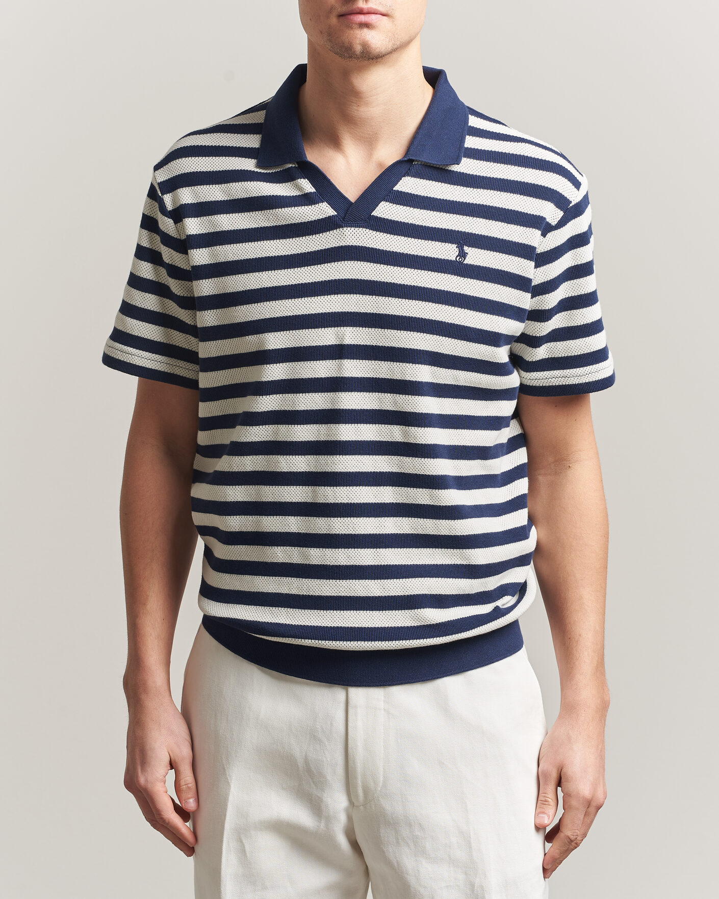 Mies | Pikeet | Polo Ralph Lauren | Cotton Texture Striped Polo Newport Navy/Cream
