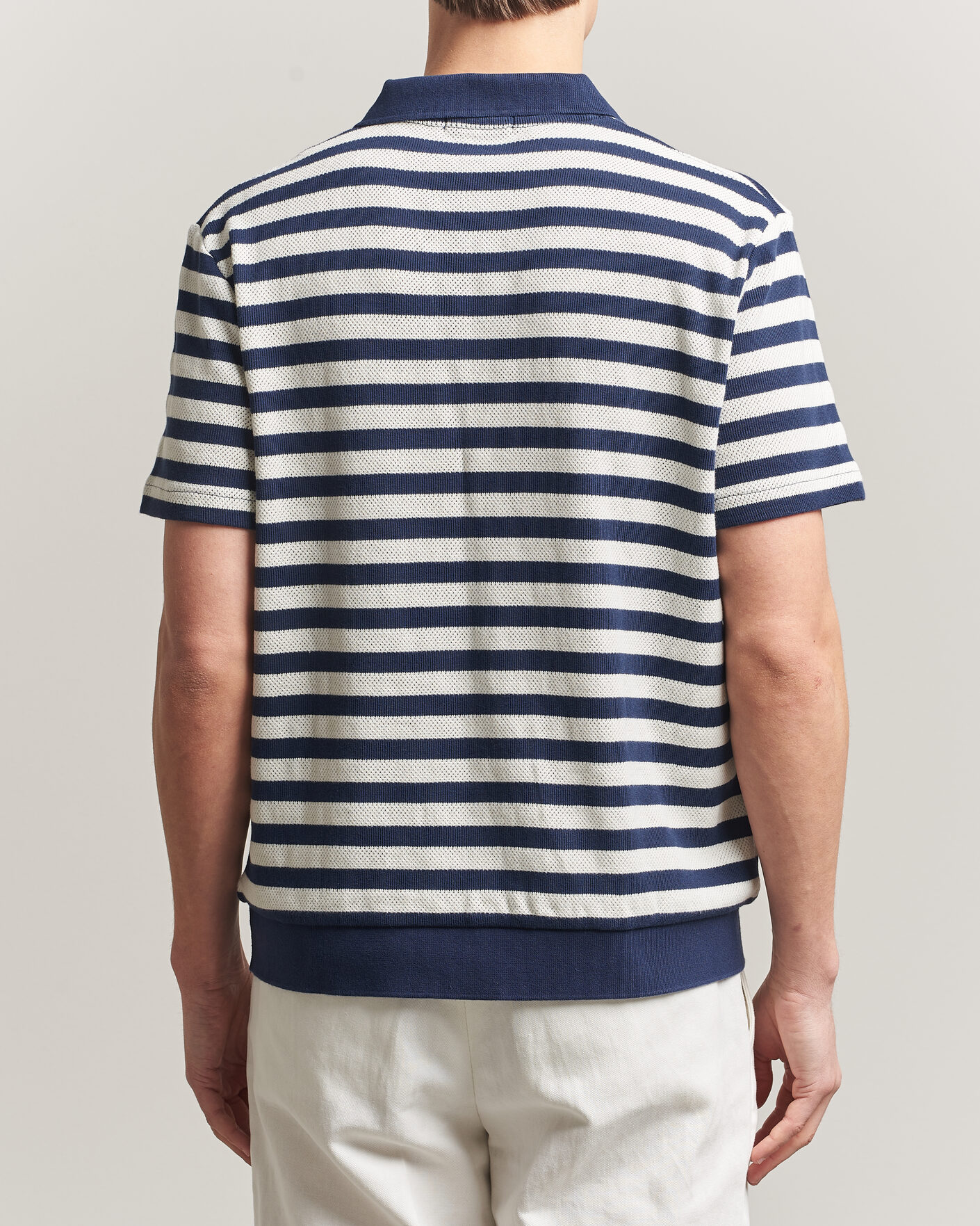 Mies | Pikeet | Polo Ralph Lauren | Cotton Texture Striped Polo Newport Navy/Cream