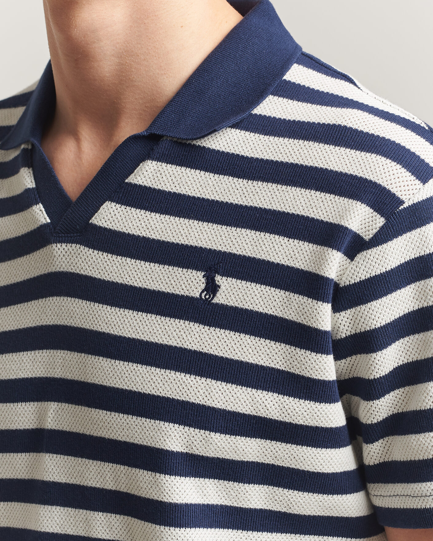 Mies | Pikeet | Polo Ralph Lauren | Cotton Texture Striped Polo Newport Navy/Cream