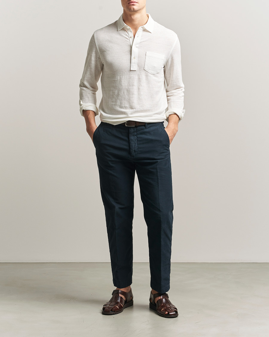 Mies | Pikeet | Polo Ralph Lauren | Long Sleeve Linen Polo Deckwash White